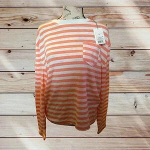 A NEW DAY SIZE MEDIUM PEACH AND WHITE STRIPES WITH POCKET